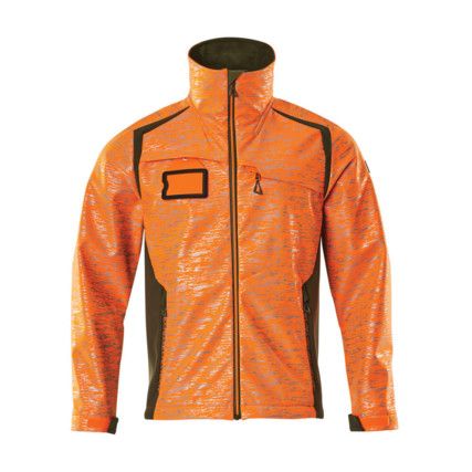 ACCELERATE SAFE SOFTSHELL JACKET HI-VISORANGE/MOSS GREEN (S)