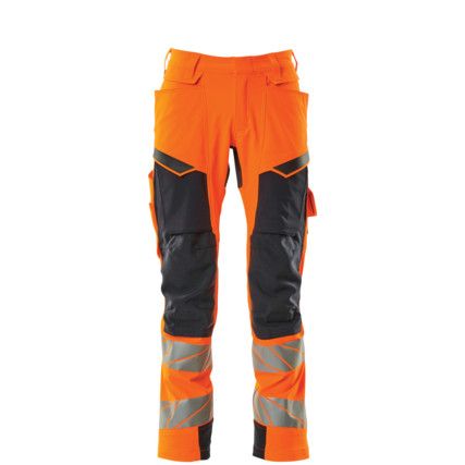 ACCELERATE SAFE TROUSERS WITH KNEEPAD POCKETS HI-VIS ORANGE/DARK NAVY (L30W34.5)