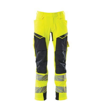 ACCELERATE SAFE TROUSERS WITH KNEEPAD POCKETS HI-VIS YELLOW/DARK NAVY (L30W30.5)