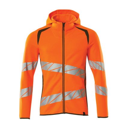 ACCELERATE SAFE HOODIE WITH ZIPPER HI-VISORANGE/MOSS GREEN (XS)