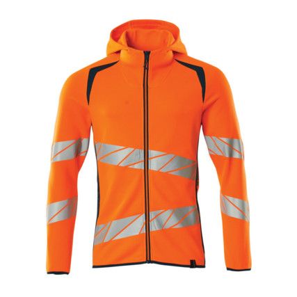 ACCELERATE SAFE HOODIE WITH ZIPPER HI-VISORANGE/DARK PETROLEUM (XS)