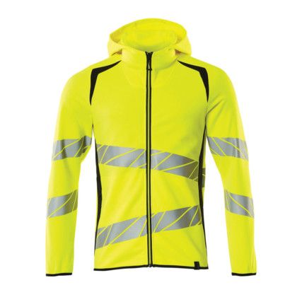 ACCELERATE SAFE HOODIE WITH ZIPPER HI-VISYELLOW/DARK NAVY (XS)