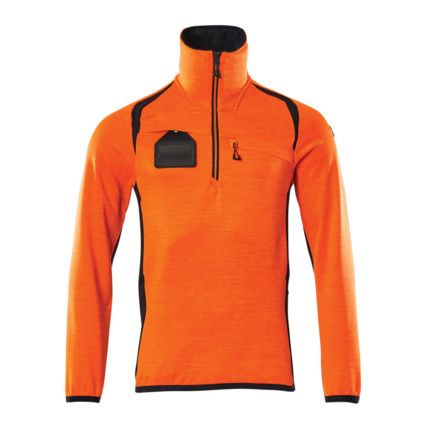 ACCELERATE SAFE FLEECE JUMPER WITH HALF ZIPHI-VIS ORANGE/DARK NAVY (S)