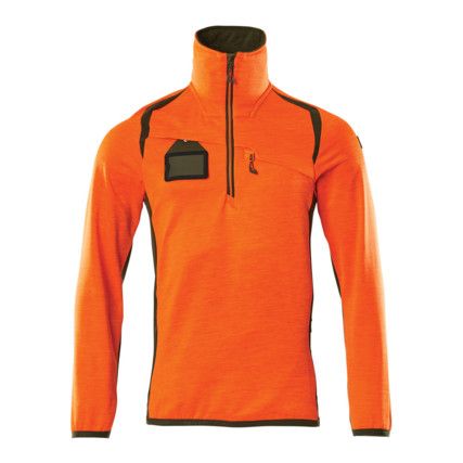 ACCELERATE SAFE FLEECE JUMPER WITH HALF ZIPHI-VIS ORANGE/MOSS GREEN (S)