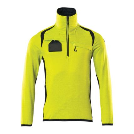 ACCELERATE SAFE FLEECE JUMPER WITH HALF ZIPHI-VIS YELLOW/DARK NAVY (S)