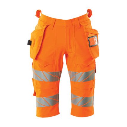 ACCELERATE SAFE SHORTS, LONG, WITH HOLSTERPOCKETS HI-VIS ORANGE (W28.5)