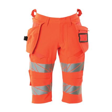 ACCELERATE SAFE SHORTS, LONG, WITH HOLSTERPOCKETS HI-VIS RED (W28.5)