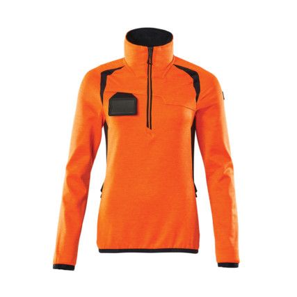 ACCELERATE SAFE FLEECE JUMPER WITH HALF ZIPHI-VIS ORANGE/DARK NAVY (XS)