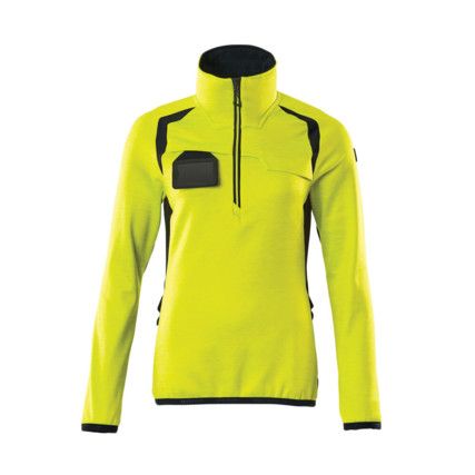 ACCELERATE SAFE FLEECE JUMPER WITH HALF ZIPHI-VIS YELLOW/DARK NAVY (XS)