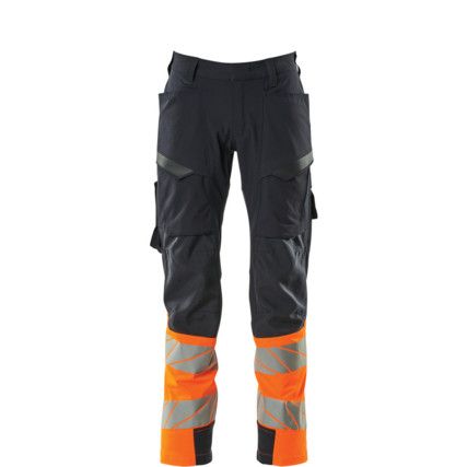 ACCELERATE SAFE TROUSERS WITH THIGH POCKETS DARKNAVY/HI-VIS ORANGE (L30W30.5)