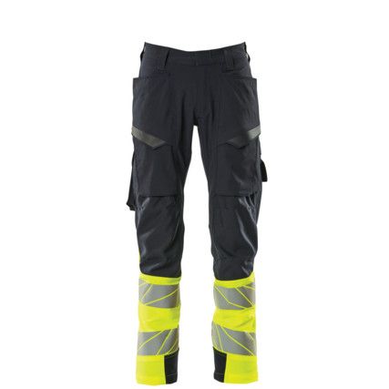 ACCELERATE SAFE TROUSERS WITH THIGH POCKETS DARKNAVY/HI-VIS YELLOW (L30W30.5)