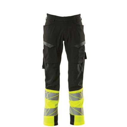 ACCELERATE SAFE TROUSERS WITH THIGH POCKETSBLACK/HI-VIS YELLOW (L30W30.5)