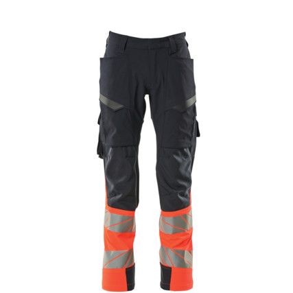 ACCELERATE SAFE TROUSERS WITH THIGH POCKETS DARKNAVY/HI-VIS RED (L30W30.5)