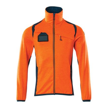 ACCELERATE SAFE FLEECE JUMPER WITH ZIPPER HI-VISORANGE/DARK PETROLEUM (S)