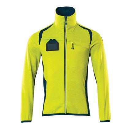 ACCELERATE SAFE FLEECE JUMPER WITH ZIPPER HI-VISYELLOW/DARK PETROLEUM (S)