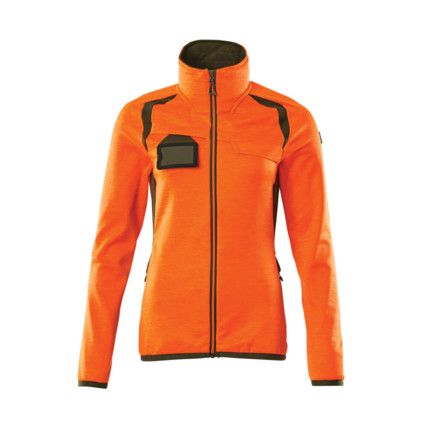 ACCELERATE SAFE FLEECE JUMPER WITH ZIPPER HI-VISORANGE/MOSS GREEN (XS)