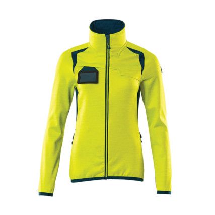 ACCELERATE SAFE FLEECE JUMPER WITH ZIPPER HI-VISYELLOW/DARK PETROLEUM (XS)