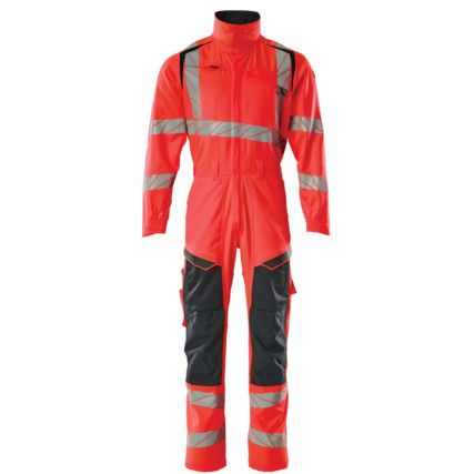 ACCELERATE SAFE BOILERSUIT WITH KNEEPAD POCKETSHI-VIS RED/DARK NAVY (S)