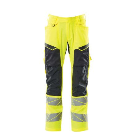 ACCELERATE SAFE TROUSERS WITH KNEEPAD POCKETS HI-VIS YELLOW/DARK NAVY (L30W30.5)