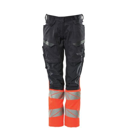 ACCELERATE SAFE TROUSERS WITH KNEEPAD POCKETSDARK NAVY/HI-VIS RED (L30W29)