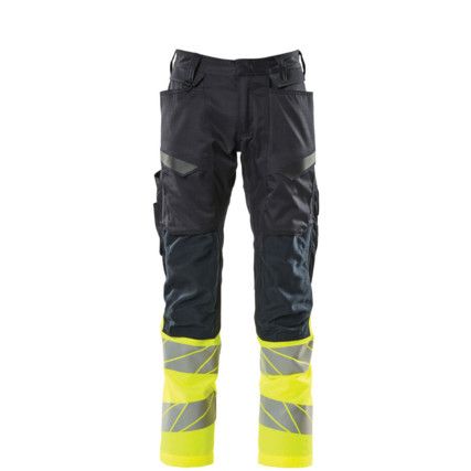 ACCELERATE SAFE TROUSERS WITH KNEEPAD POCKETS DARK NAVY/HI-VIS YELLOW (L30W30.5)