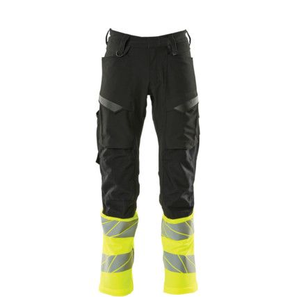 ACCELERATE SAFE TROUSERS WITH KNEEPAD POCKETSBLACK/HI-VIS YELLOW (L30W30.5)