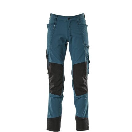 TROUSERS WITH KNEEPAD POCKETS DARK PETROLEUM (L30W27)