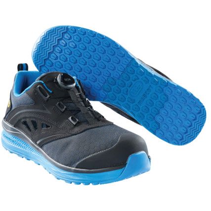 Unisex Composite Sandal Safety Shoes, Size 10, Black/Blue, Polyester Upper, Carbon Fibre Toe Cap, S1P, EN ISO 20345:2011