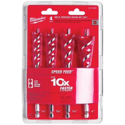 1/4"HEX; SPEED FEED AUGER BIT SET 13-25mm (4PC)