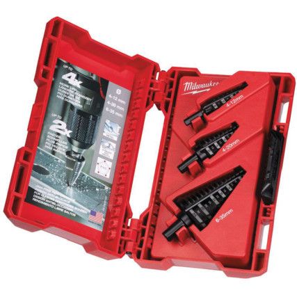 STEP DRILL SET (4 TO 12mm, 4 TO 20mm, 6 TO 35mm) (3PC)