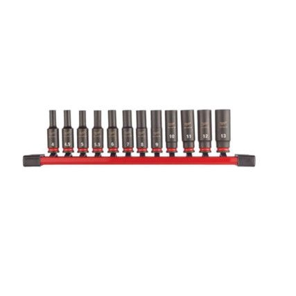 1/4"SQ DRIVE; SHOCKWAVE IMPACT SOCKET SET 4-13mm DEEP II (12PC)