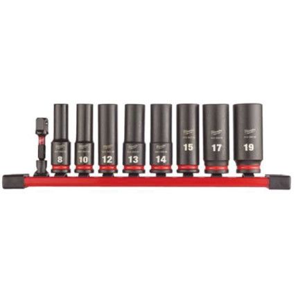 3/8"SQ DRIVE; SHOCKWAVE IMPACT SOCKET SET 8-19mm DEEP-II (9PC)