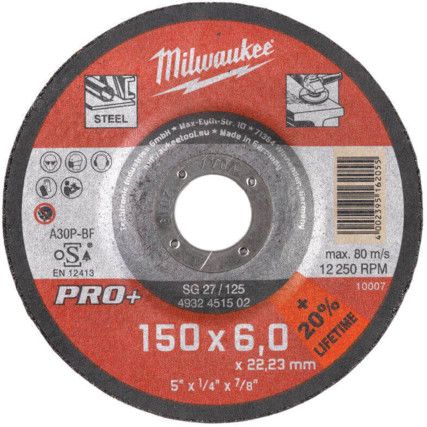 Grinding Disc, 30-Medium/Coarse, 150 x 7 x 22.23 mm, Type 27, Aluminium Oxide