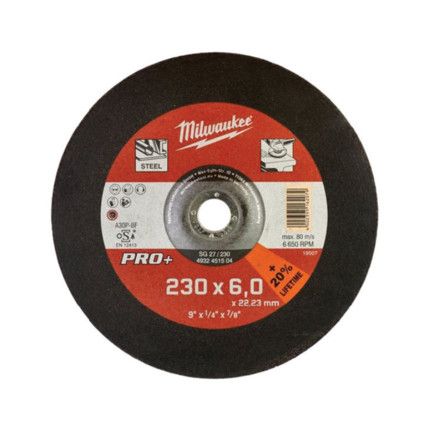 Grinding Disc, 30-Medium/Coarse, 230 x 6 x 22.23 mm, Type 27, Aluminium Oxide