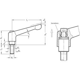 Adjustable Hand Levers GN 300 - Type SW (Threaded Stud) thumbnail-1