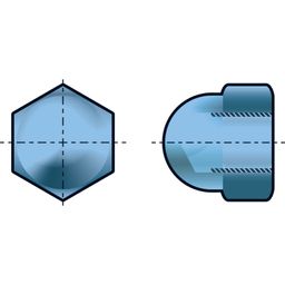 Hexagon Dome Nut, Metric - Steel - BZP - High Type - Grade 6 - DIN 1587 (1987) thumbnail-0