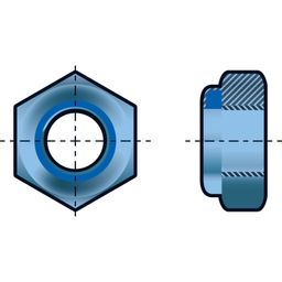 Hexagon Nut, UNF - Steel - BZP - SAE Grade 5 - Self Locking Nut with Nylon Insert - DIN 985 thumbnail-0