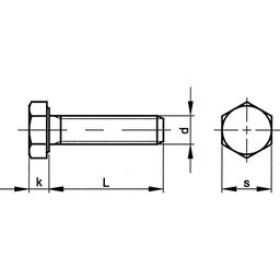 Hex Head Set Screw, Oversize Thread - Metric - Steel - Grade 8.8 - HD GALV (Hot - Dip Galv) - DIN 933 thumbnail-2