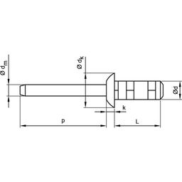 Rivets, Metric - Steel BZP (Bright Zinc Plated) - Dome Blind Rivet Multigrip thumbnail-2