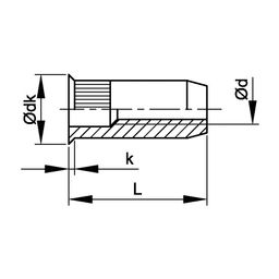 Blind Rivet Nut - Metric - Steel - BZP (Bright Zinc Plated) - Blind Reduced Countersunk Rivet Nut With Open Serrated Shank thumbnail-1