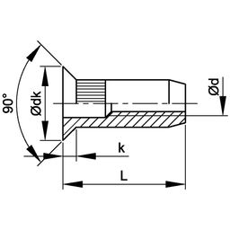 Blind Rivet Nut - Metric - Aluminium - Blind Countersunk Rivet Nut With Open Serrated Shank thumbnail-2