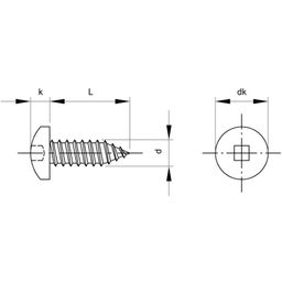 Self Tapping Screw, Metric - A2 Stainless - Square Pan Head - DIN 7981 C thumbnail-2