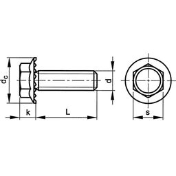 Self Locking Hex Head Bolt with Flange, Metric - Steel - Grade 90/100 - BZP (Bright Zinc Plated) - DIN 6921 thumbnail-2