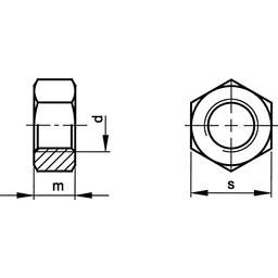 Hexagon Nut, Metric - Aluminium  - Self Colour - Grade P40 - DIN 934 (1987) thumbnail-1