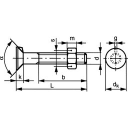 Nib Bolt, Metric - Steel - Grade 4.6 - Flat Countersunk with Nut -  DIN 604/555 thumbnail-1