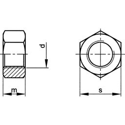 Hexagon Nut, Metric - Steel - Standard (Self Colour) - 1xD - Plain - Grade 6 - DIN 934 (1987) thumbnail-3