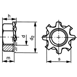 Lock Nuts, Metric - Steel - Captive Toothed Lock Washer thumbnail-1