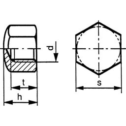 Hexagon Cap Nut, Metric - A4 Stainless  - Low Type - Grade 50 - DIN 917  thumbnail-1