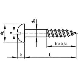 Woodscrew, Self Tapping - Brass - Grade Cu2/Cu3 - Slotted - Round Head - DIN 96 thumbnail-1