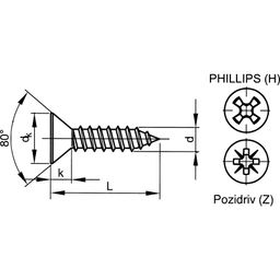 Self Tapping Screw, Metric - Steel - Phillips countersunk Screw - DIN 7982 C - H thumbnail-1